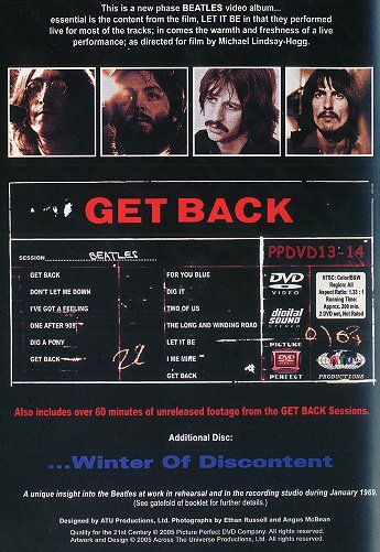 Get Back (DVD) - Rear Cover