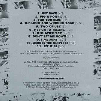 Let It Be... Naked - CD Rear of Cover