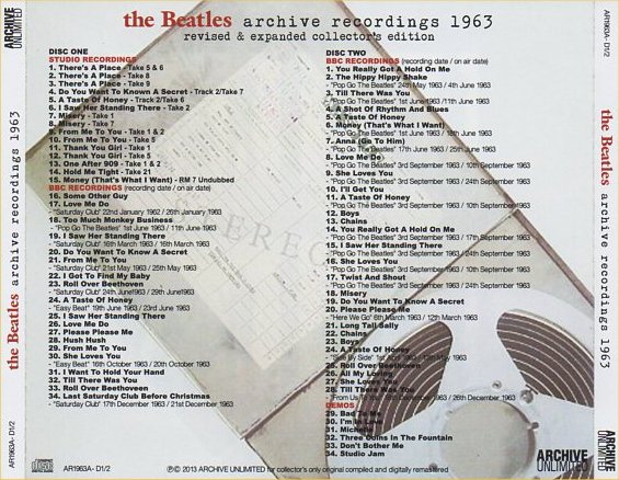 Archive Recordings 1963 - CD back