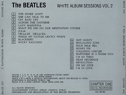 White Album Sessions Vol. 2 - LP back