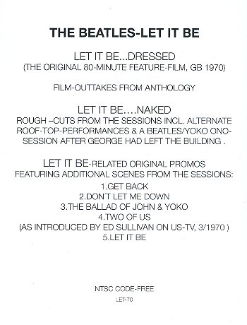 Let It Be (DVD) - Rear Cover