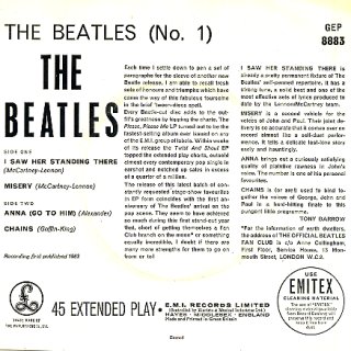 The Beatles No. 1 - Rear Cover