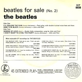 Beatles For Sale No. 2 - Rear Cover