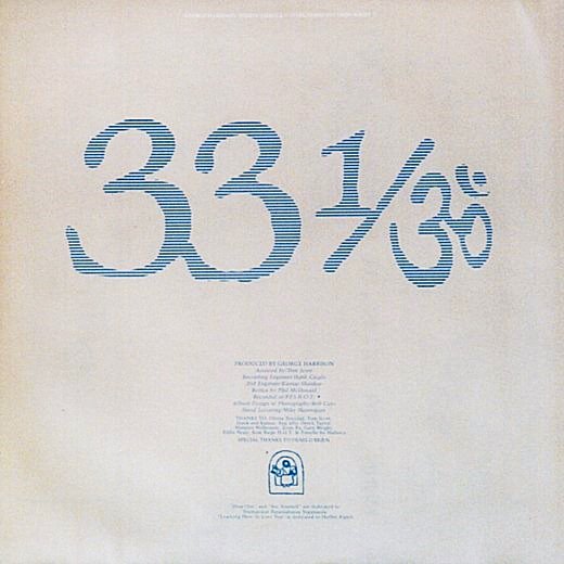 Thirty Three and 1/3 - Inner Sleeve Rear