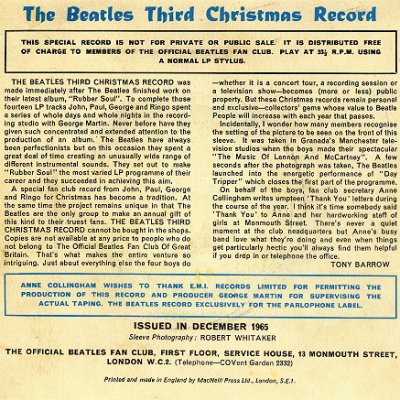 Third Christmas Record - Rear Cover