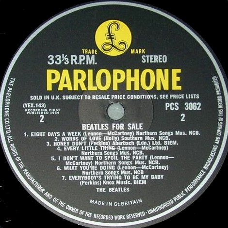 Beatles For Sale - First Pressing Label B-side