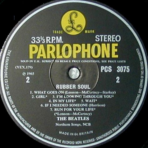Rubber Soul - First Pressing Stereo Label B-Side