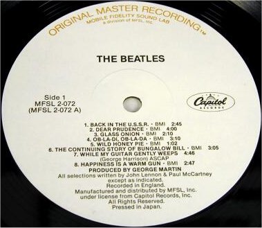 The Beatles (a.k.a. The White Album) - MFSL Pressing Label