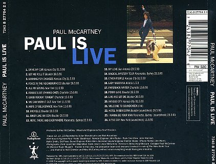Paul Is Live - Rear Cover