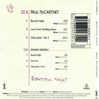Beautiful Night - CD1 Rear Cover