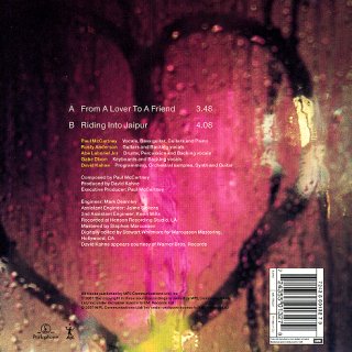 From A Lover To A Friend - Rear of Sleeve