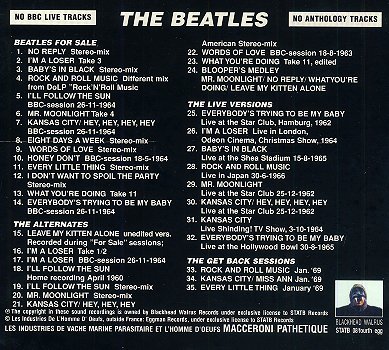The Alternate Beatles For Sale - CD back