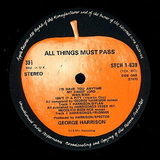 All Things Must Pass - Vinyl Label