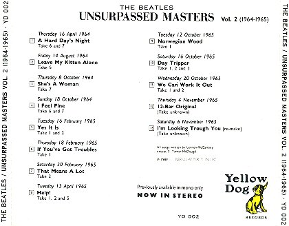 Unsurpassed Masters Vol. 2 - CD Back